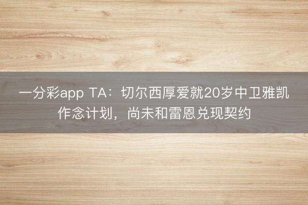 一分彩app TA：切爾西厚愛就20歲中衛雅凱作念計劃，尚未和雷恩兌現契約