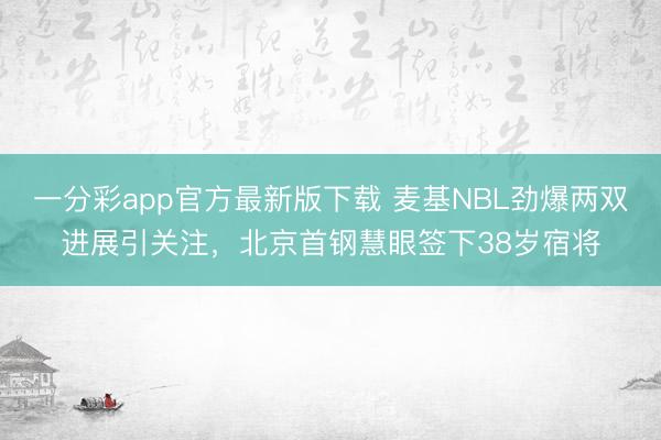 一分彩app官方最新版下載 麥基NBL勁爆兩雙進展引關注,北京首鋼慧眼簽下38歲宿將